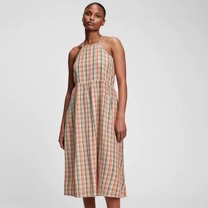 Gap plaid halter dress, midi size P Small